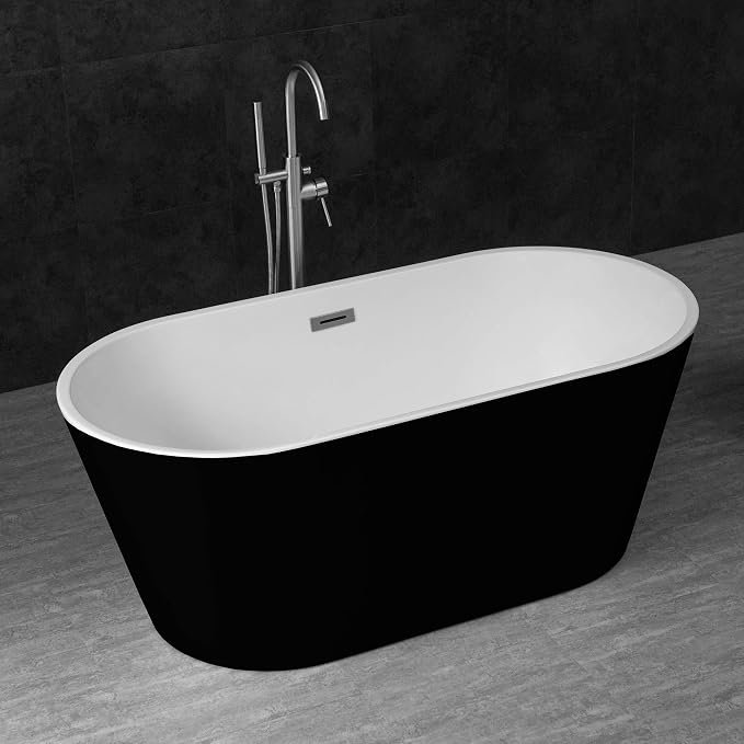 WOODBRIDGE B-1814 59" Acrylic Freestanding Bathtub Contemporary Soaking Tub - Image 2