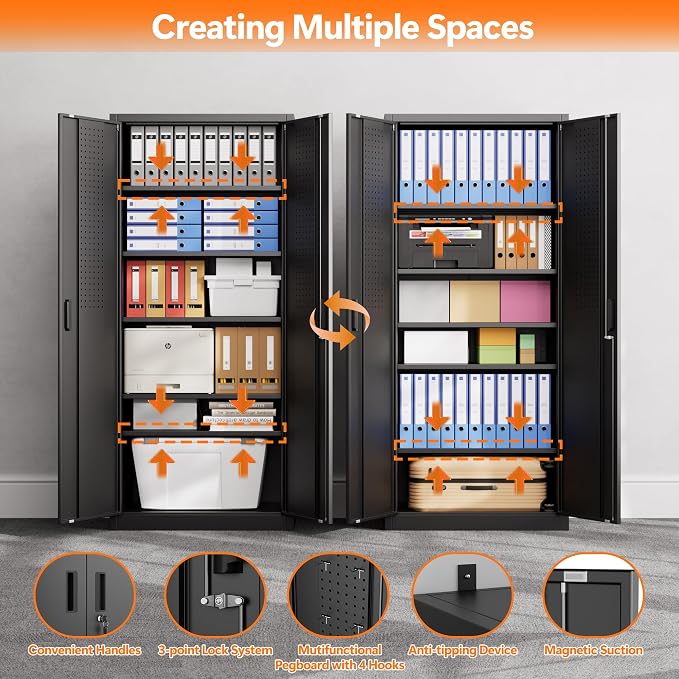 Aobabo 71" H×32" W×16" D Metal Storage Cabinet - Image 5