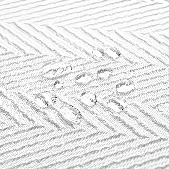 Gibelle Long Shower Curtain 72 x 78, Tall 3D Embossed Textured White Fabric - Image 6