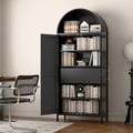 73'' Tall Metal Arched Cabinet, Modern Black Arch Bookshelf Display Cabinet by GANGMEIMENTALSTORAGECABINET