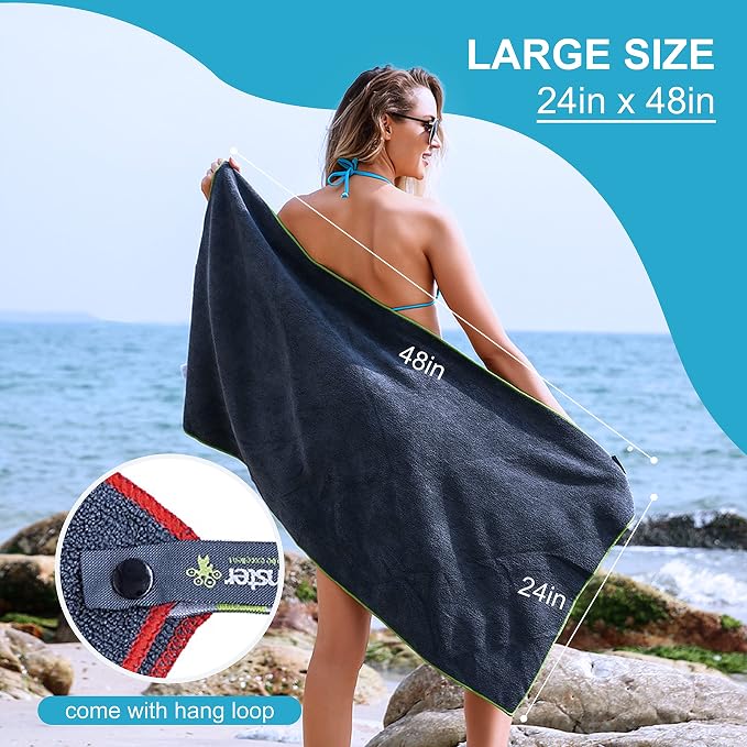 4Monster 4 Pack Microfiber Camping Towel Quick Dry, Super Absorbent Travel Towel - Image 6