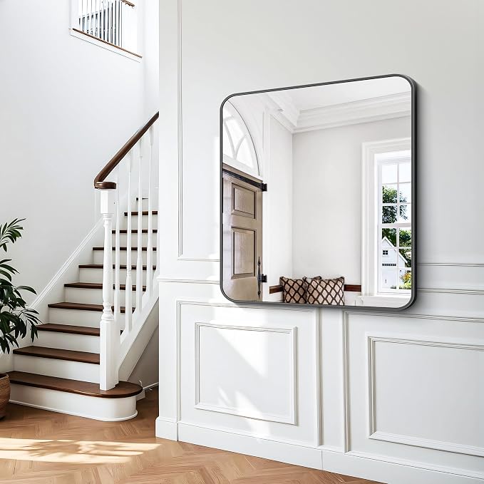 BONEWEI 36x40 inch Bathroom Mirror, Wall Mounted Bathroom Frame Vanity Mirror - Image 8