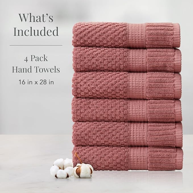 NY Loft 100% Cotton Hand Towel 6 Pack Hand Towel Set | Super Soft & Absorbent - Image 2