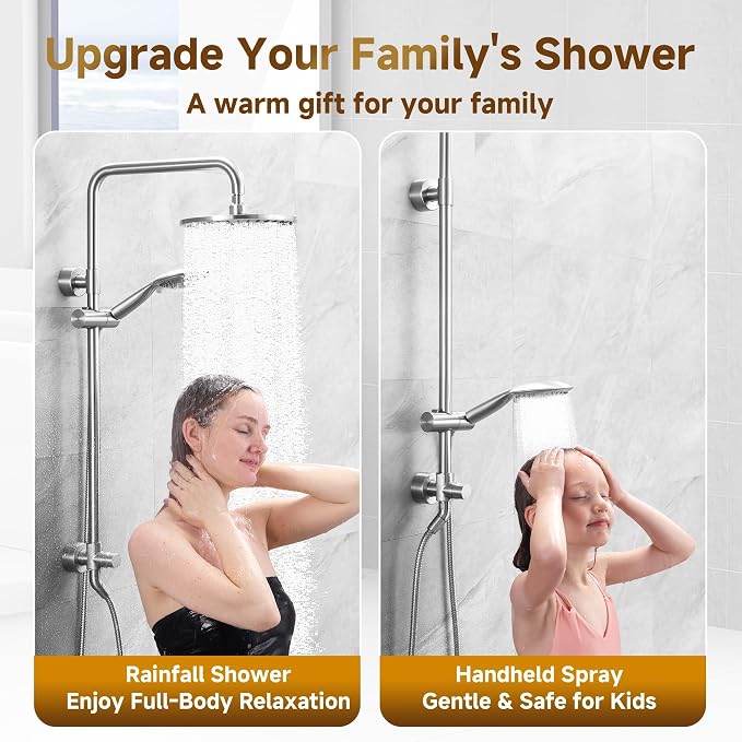 BRIGHT SHOWERS Rain Shower Heads System Including Rainfall Shower Head and - Image 3