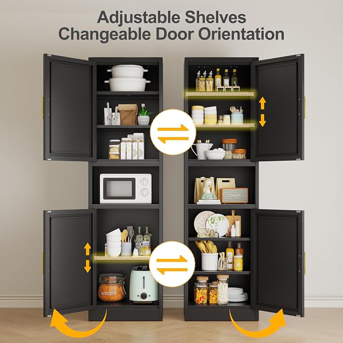 Tall Narrow Storage Cabinet 66.93" H Tall Bathroom Cabinet Metal Pantry Cabinets - Image 6