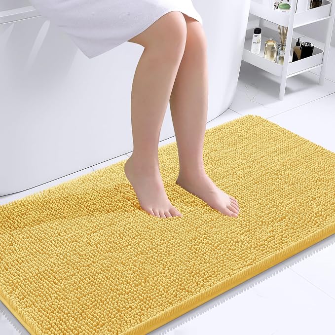 OLANLY Bathroom Rugs 44x24, Extra Soft Absorbent Chenille Bath Rugs, Rubber by OLANLY