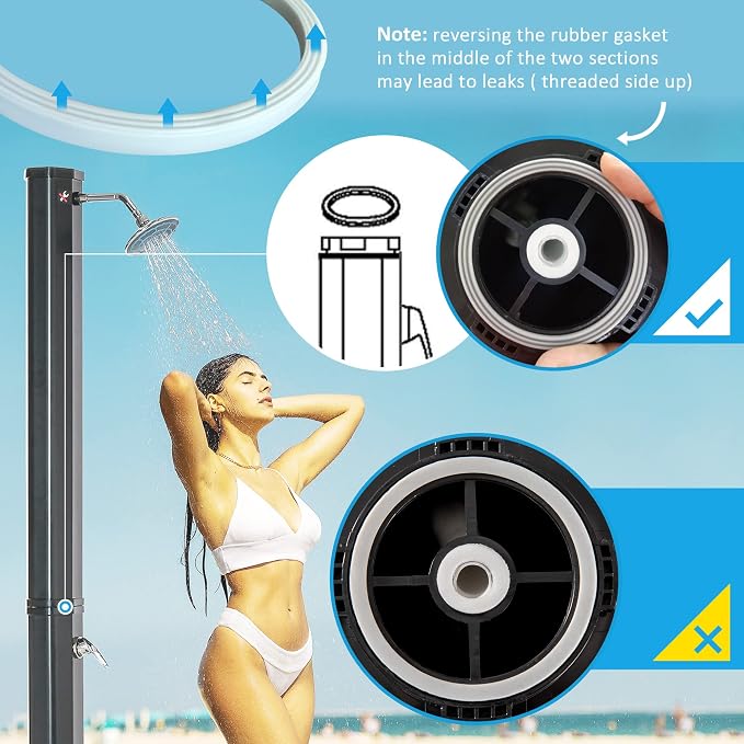Outdoor Pool Shower Solar Heated, 9.3 Gallon Garden Pool Shower w/ 360° Swivel - Image 6