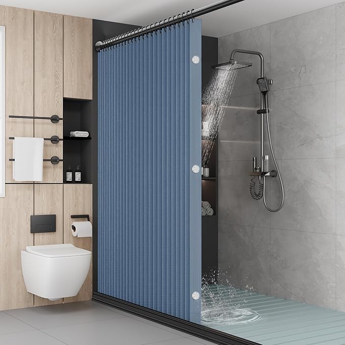 Bathroom Magnetic Folding Shower Curtain, Accordion-Style Shower Curtain by Unknown