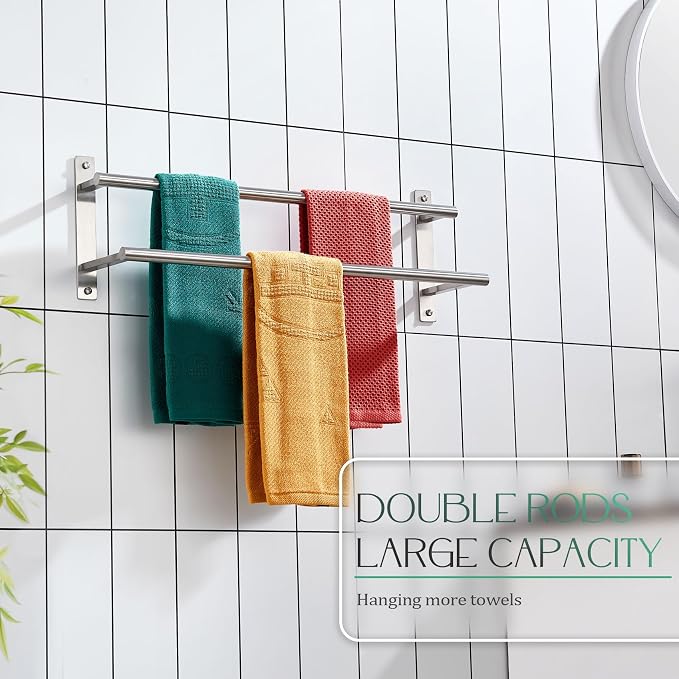KOKOSIRI 20 Inch Bath Towel Bars Double Towel Racks Bathroom Towel Holder Towel - Image 6