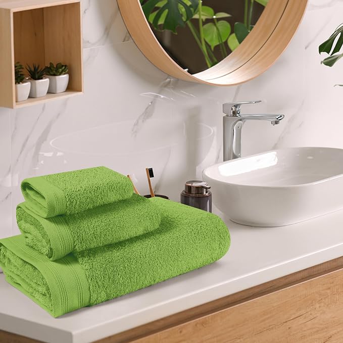 Ultra Soft 3 Pack Cotton Towel Set, Contains a Bath Towels 28x55 inch, a Hand - Image 3