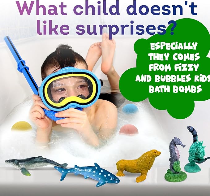 Made in USA Bath Bombs for Kids Surprise Toys Inside SEA Animals - Image 2