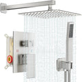 Shower Faucet Set Bathroom Square Rain Shower Head and Handle Set, Wall Mounted by Baetuy