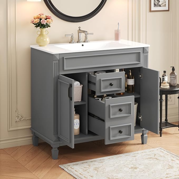 Merax 36” Bathroom Vanity with Sink, Freestanding Single Bathroom Sink Vanity - Image 3