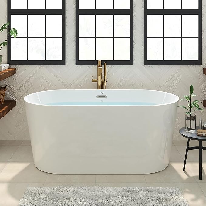 FerdY Shangri-La 55" Acrylic Freestanding Bathtub, Classic Oval Shape Soaking - Image 7