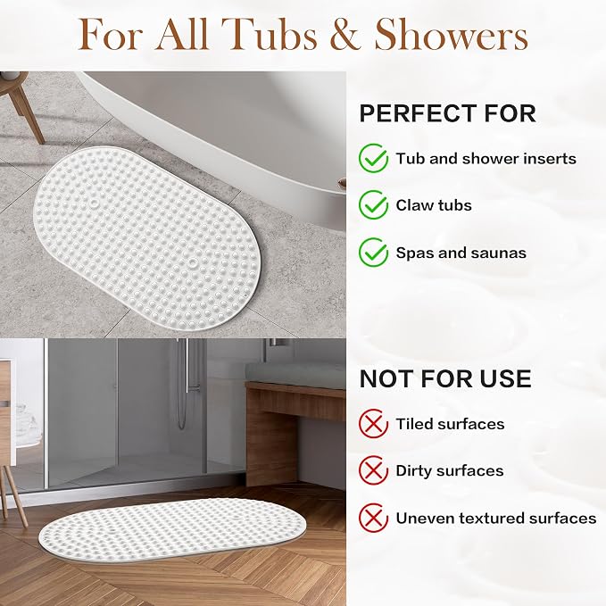 Silicone Bath Mat for Tub Non Slip, Bubble Massage Anti Slip Shower Mat - Image 7