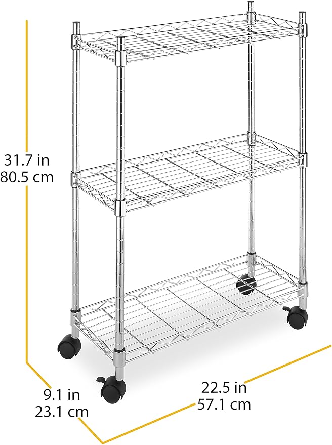 Whitmor 3 Tier Shelving Unit, Metal Storage Shelves, Adjustable Heavy Duty Shelf - Image 3