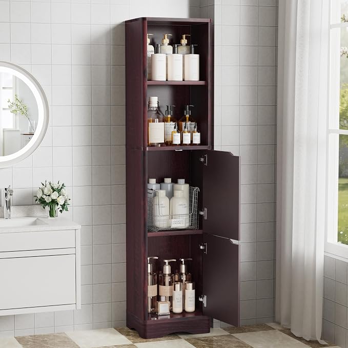 67" Tall Bathroom Organizer and Storage, Narrow Storage Cabinet - Image 6