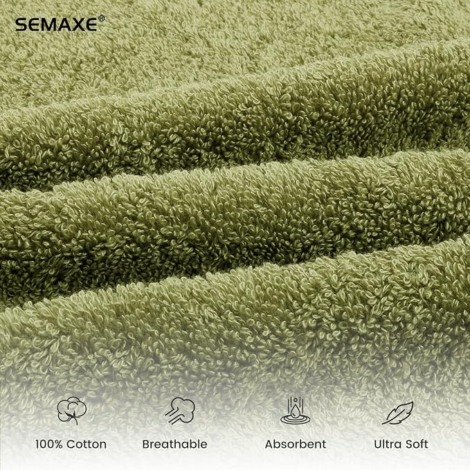 SEMAXE Sage Green Hand Towels for Bathroom, 100% Cotton Towels - Image 3