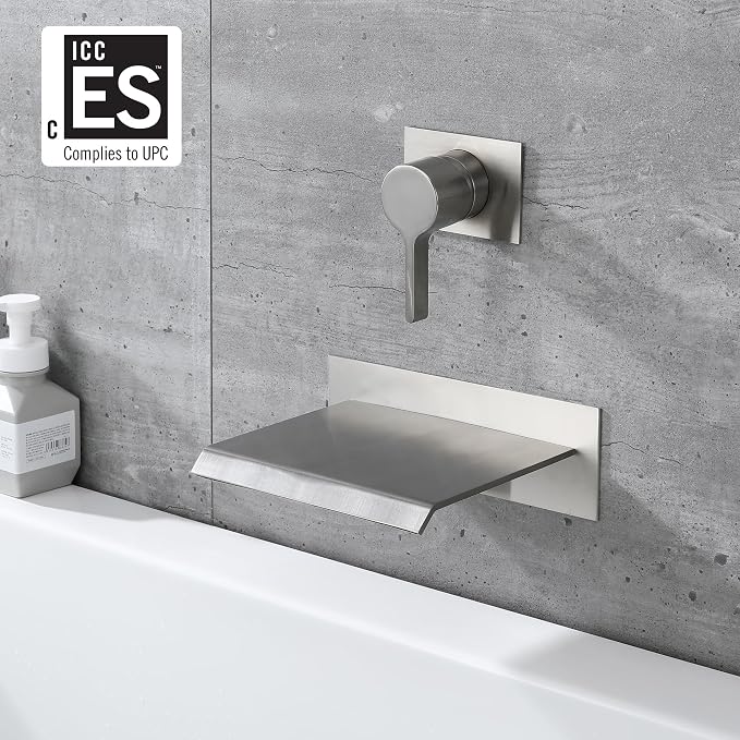 sumerain Waterfall Wall Mount Tub Filler Brushed Nickel - Image 2
