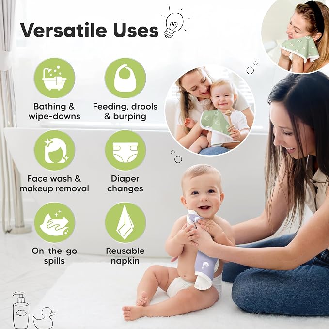 6-Pack Cotton Baby Washcloths for Newborn - Image 6