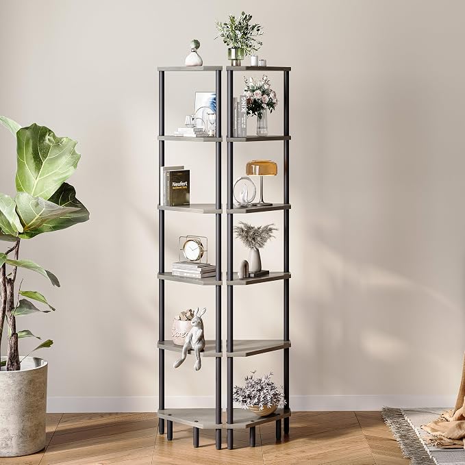 6 Tier Corner Shelf, 66.5'' Tall Standing Shelf, Narrow Display Shelf Stand - Image 5