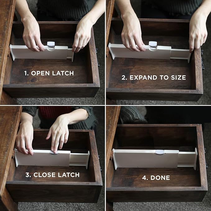 4 Adjustable Drawer Dividers, Organize Silverware and Utensils in Home Kitchen - Image 3
