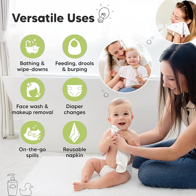6-Pack Cotton Baby Washcloths for Newborn - Image 6