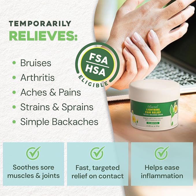 Ebanel Pain Relief Cream for Arthritis, Strains & Sprains - Image 2
