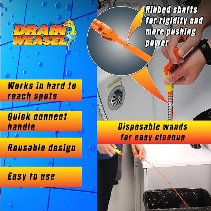 FlexiSnake Pro Drain Weasel Sink Snake Hair Clog Remover Tool, Bathtub Drain - Image 5
