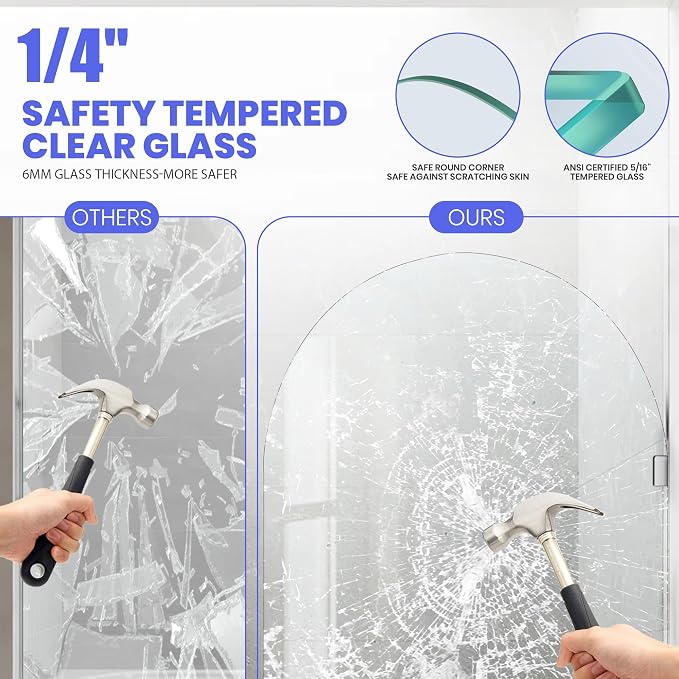 32" W X 55" H Tub Shower Door, Frameless Bathtub Glass Shower Door - Image 5