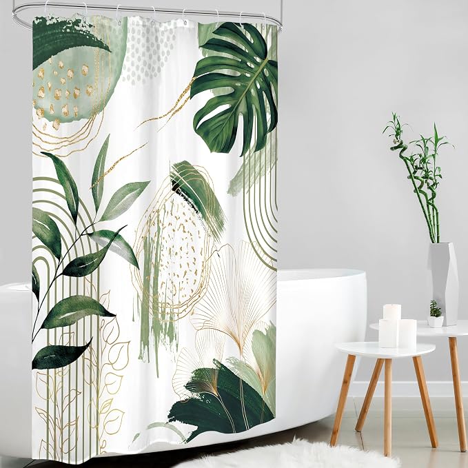 Sage Green Boho Shower Curtain 48Wx72H Small Stall Narrow Modern Abstract Mid - Image 3