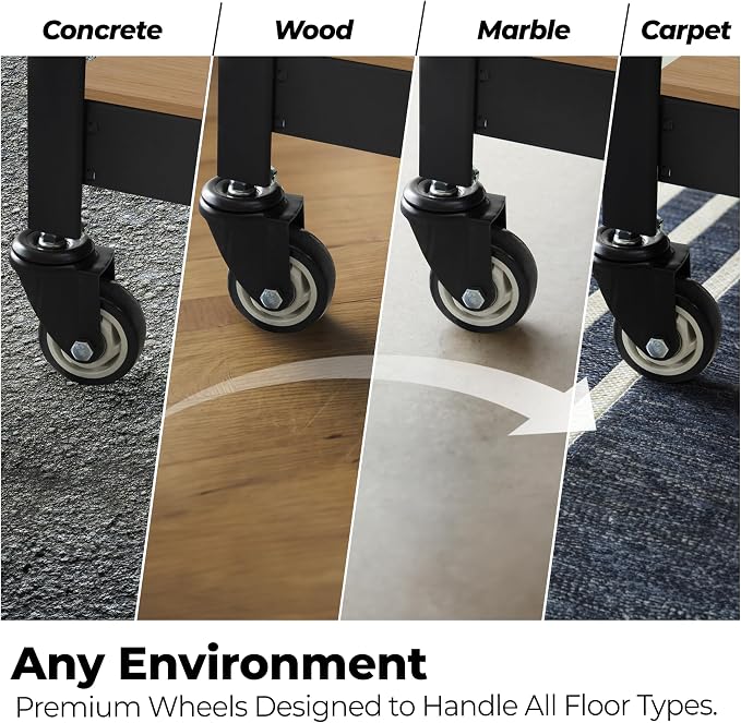 HOMEDANT House 36.2" 5-Tier Metal Rolling Cart Shelf Rack Casters Heavy Duty - Image 14