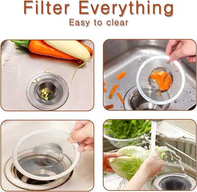 2pcs Heavy Duty Stainless Steel Slop Basket Filter Trap, 4.41" Top / 2.44" Mesh - Image 4