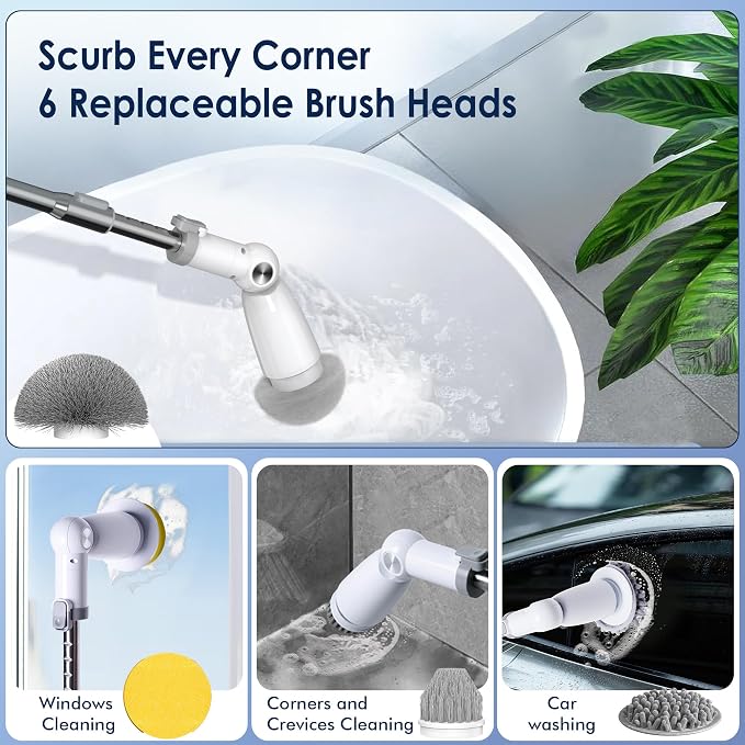 Marchpower Electric Spin Scrubber, Power Shower Scrubber Cordless Cleaning - Image 5