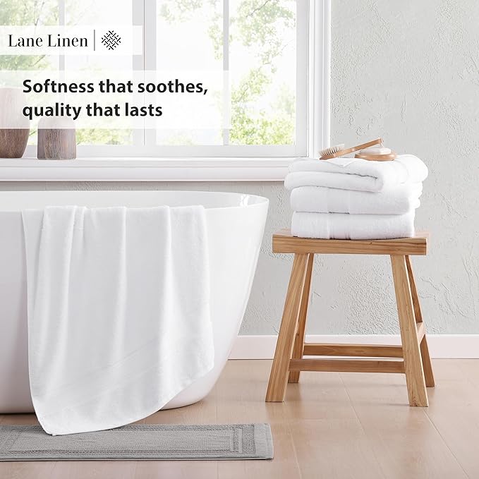 LANE LINEN 100% Mercerized Cotton Bath Towels Set of 12 – Zero Twist, 4 Bath - Image 4
