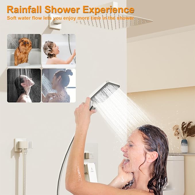 Shower System 10IN Modern Rain Brass Faucet Set - Image 4