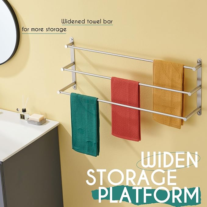 KOKOSIRI Bath Towel Bars 32'' Bathroom 3-Tiers Ladder Towel Rack Wall Mount - Image 6
