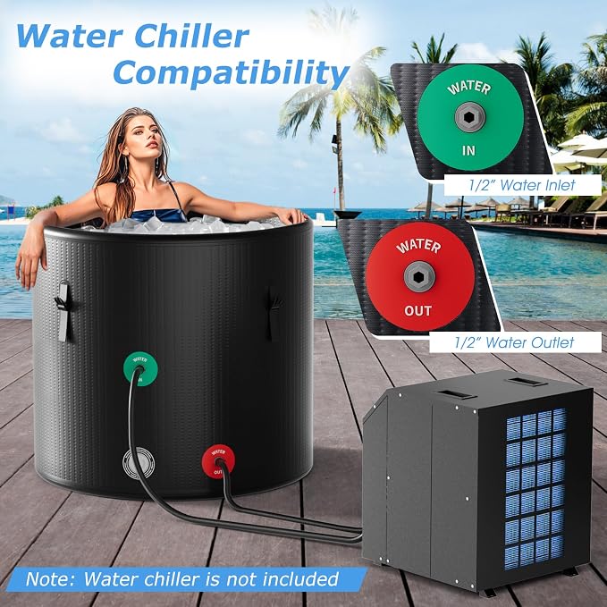 Goplus 79 Gal Ice Bath Tub for Athletes, Inflatable Cold Plunge Tub w/Multiple - Image 3