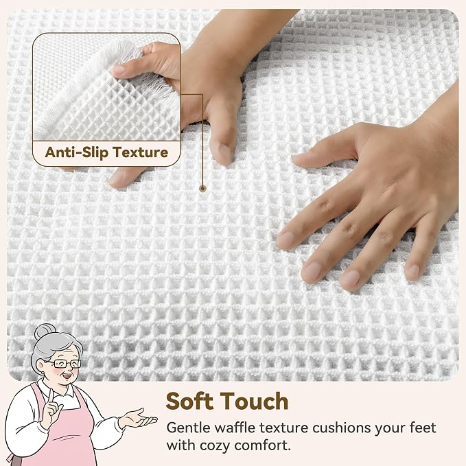 GRANNY SAYS Waffle Bath Mat 16" x 24", Boho Bathroom Rugs Non Slip Washable - Image 4
