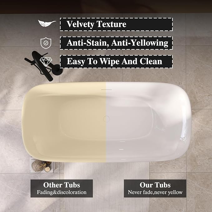 59" Acrylic Freestanding Bathtub, Soaking Tub - Image 6