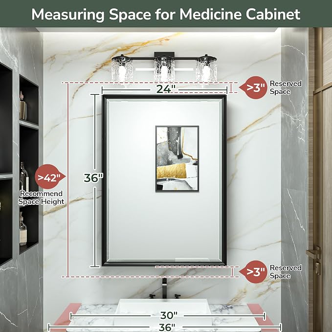 TokeShimi 24x36 Recessed Medicine Cabinet - Image 3