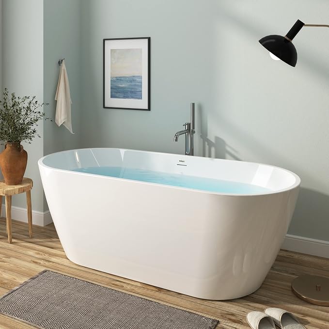FerdY 67" Bali Acrylic Freestanding Bathtub, Gracefully Shaped Freestanding - Image 4