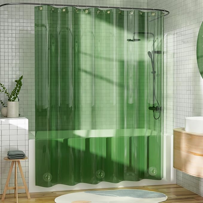 AmazerBath Long Shower Curtain Liner, 100% EVA Soft Clear Green Heavy Duty 78 - Image 8