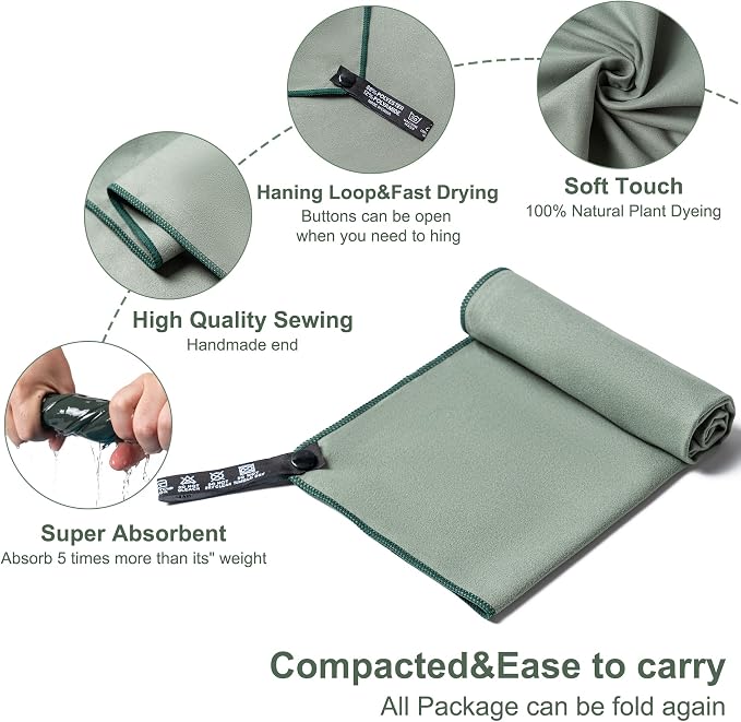 Camping Towel, 2 Pack Microfiber Travel Sports Towel, Quick Dry-Super - Image 2