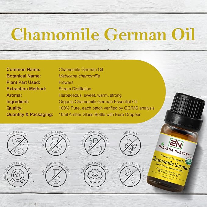 Chamomile German Essential Oil USDA Certified Organic, 100% Pure Natural - Image 2