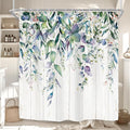 Riyidecor Teal Shower Curtain for Bathroom Decor 72Wx72H Eucalyptus Leaves by Riyidecor