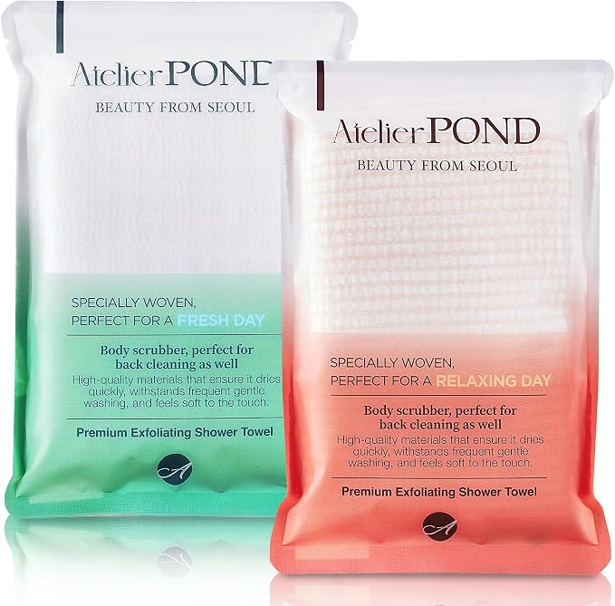 Korean Exfoliating Washcloth 2-Pack – Shower Towel Body Scrub Cloths by Unknown