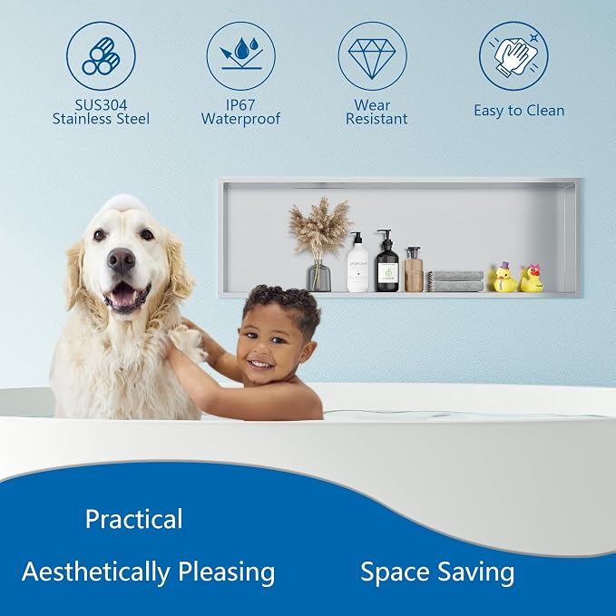 Neodrain No Tile Shower Niche, Shower Cabinet Bathroom Shelf, Inner Size 36" X - Image 4