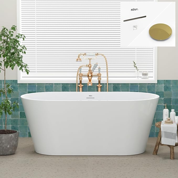 FerdY 59" Shangri-La Elite, Acrylic Freestanding Bathtub, Modern & Contemporary by FerdY
