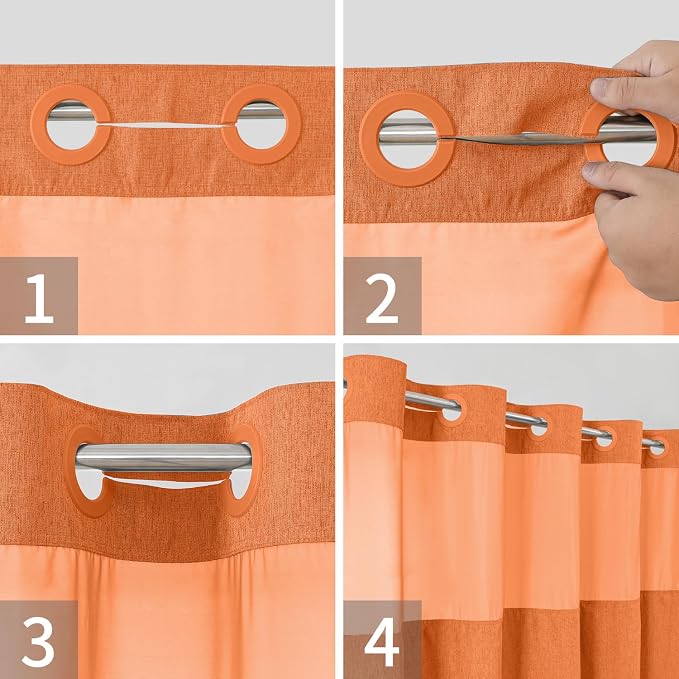 Stall No Hooks Needed Linen Textured Shower Curtain - Image 5
